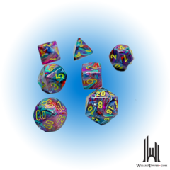 Festive Mini-Polyhedral 7-Die Set Mosiac/Yellow